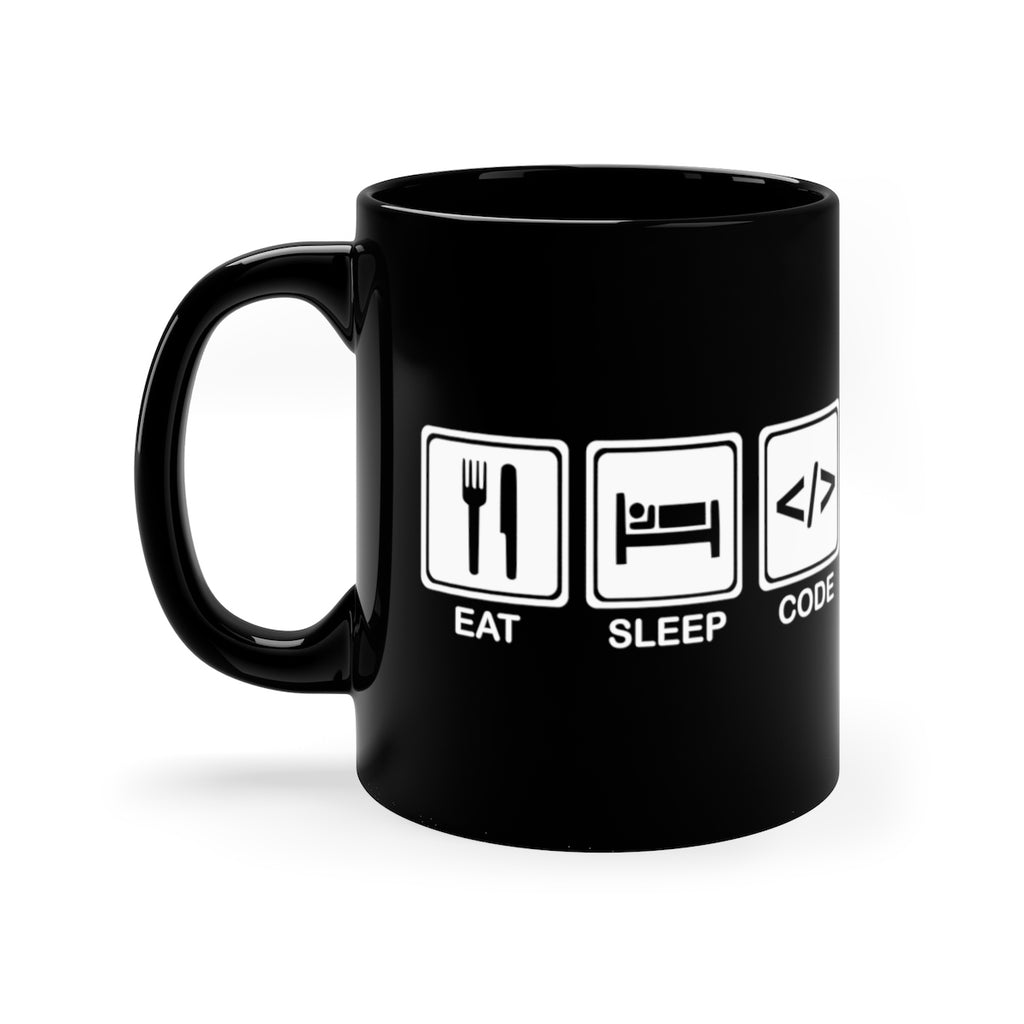 Eat | Sleep | Code - Black mug 11oz