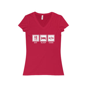 Eat, Sleep, Code - Women's Premium V-Neck Tee