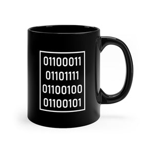 "Code" in Binary - Black mug 11oz