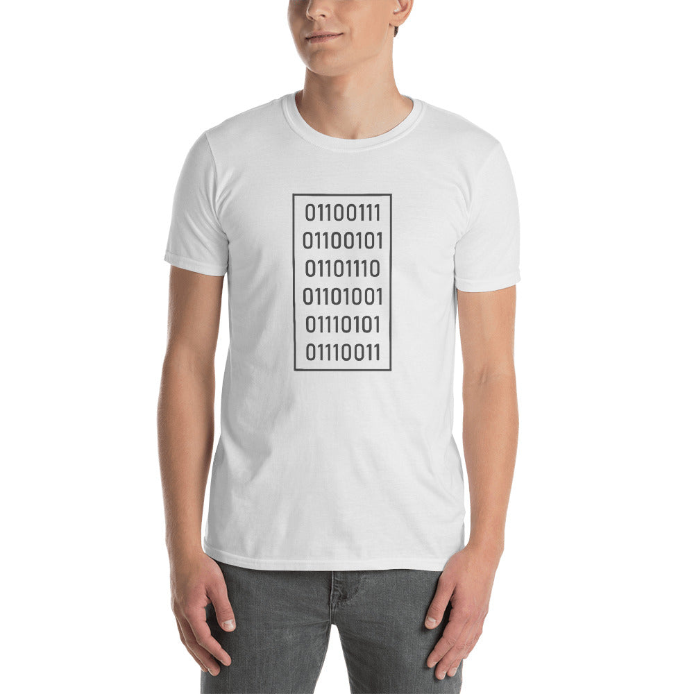 "Genius" in Binary - Unisex T-Shirt in White